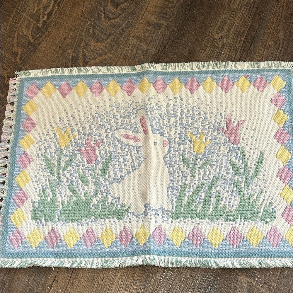 Set of 4 Vintage Bunny Rabbit Cotton Placemats, Easter, by Park B Smith Pastel